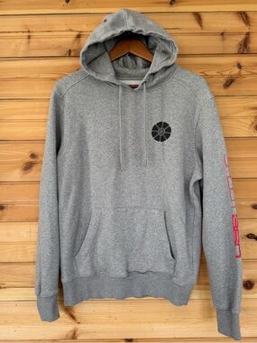 SHOOT 360 | Gray Basketball Hoodie Unisex Pullover Sweatshirt Red Sleeve Logo